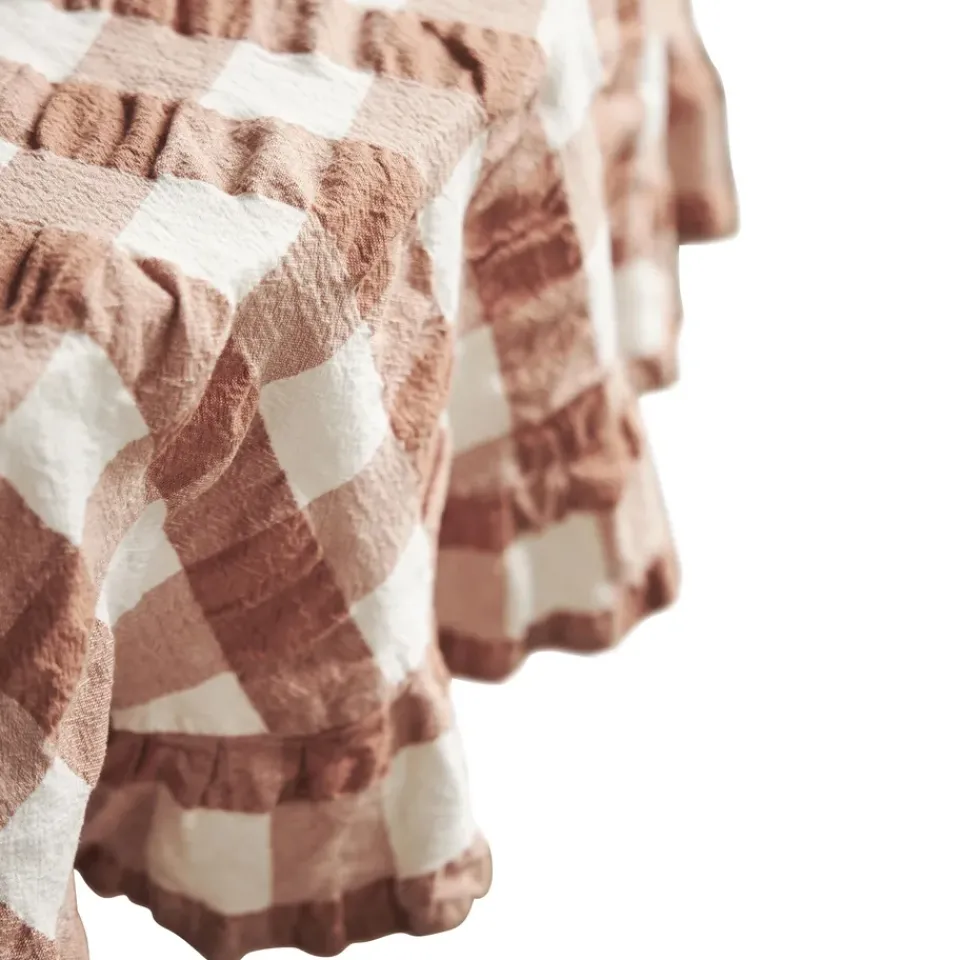 Tablecloths^Boel & Jan Kullavik tablecloth Ø170 cm, Rust-white BrownWhite