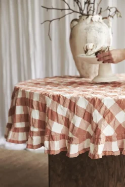 Tablecloths^Boel & Jan Kullavik tablecloth Ø170 cm, Rust-white BrownWhite