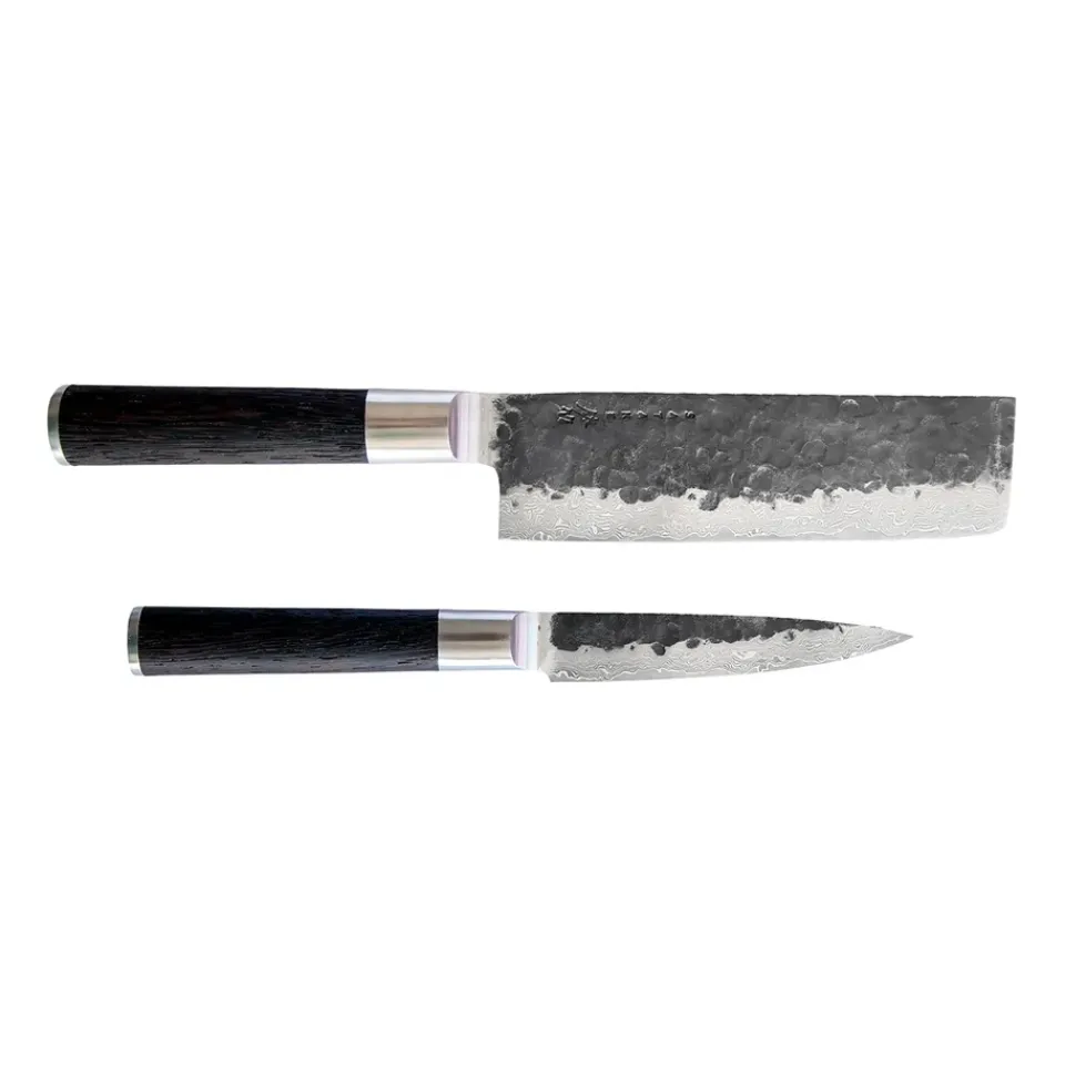 Meat Cleavers|Japanese Knives^Satake Kuro Nakiri 18 cm with petty 11 cm, 2 pieces BlackSilver-coloured