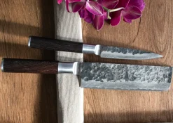 Meat Cleavers|Japanese Knives^Satake Kuro Nakiri 18 cm with petty 11 cm, 2 pieces BlackSilver-coloured