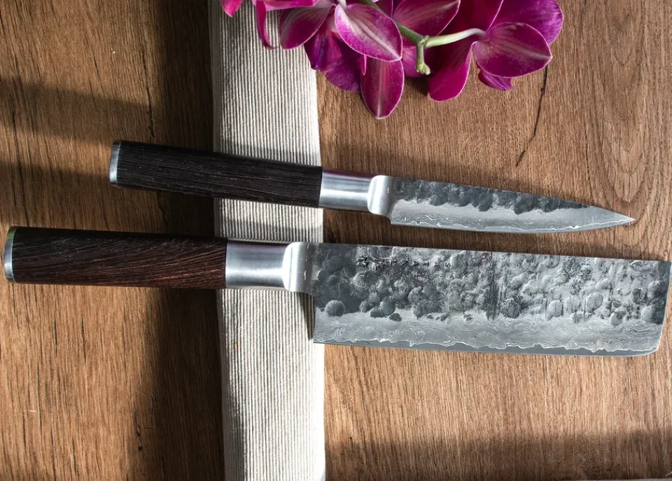 Meat Cleavers|Japanese Knives^Satake Kuro Nakiri 18 cm with petty 11 cm, 2 pieces BlackSilver-coloured