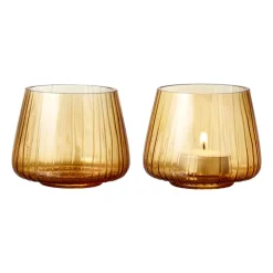 Bitz Kusintha tea light holder 7.5 cm 2-pack, Amber Yellow