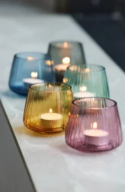 Bitz Kusintha tea light holder 7.5 cm 2-pack, Amber Yellow