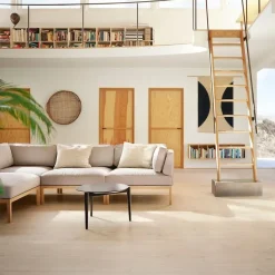 Discount FDB Møbler L37 7-9-13 sofa module, left-hand corner 90 cm, Stone-lacquered oak Beige