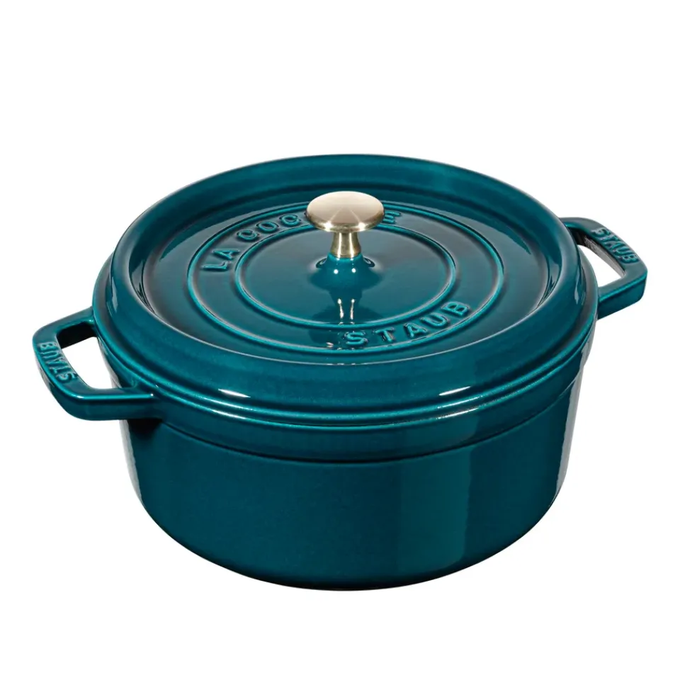 Cast Iron Casserole Pots^STAUB La Mer round casserole dish - three layered enamel, 3.8 l Blue