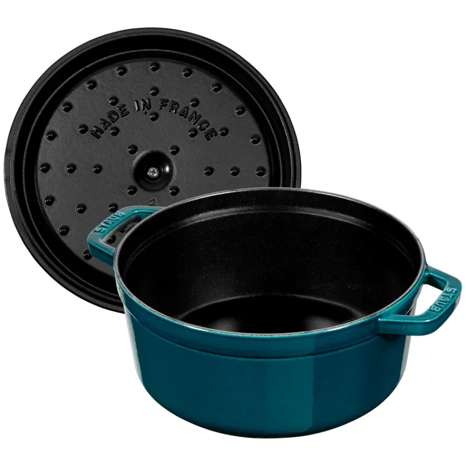 Cast Iron Casserole Pots^STAUB La Mer round casserole dish - three layered enamel, 3.8 l Blue