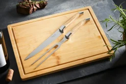 Discount Hâws Laguiole By carving set with cutting board 3-piece, Olive BrownSilver-coloured