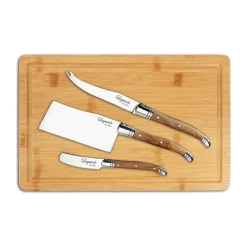 Sale Hâws Laguiole By cheese knife set with cutting board 4-piece, Bamboo-olive wood-stainless steel BrownSilver-coloured