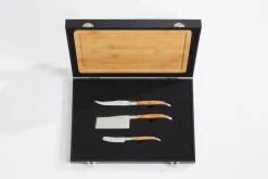 Sale Hâws Laguiole By cheese knife set with cutting board 4-piece, Bamboo-olive wood-stainless steel BrownSilver-coloured