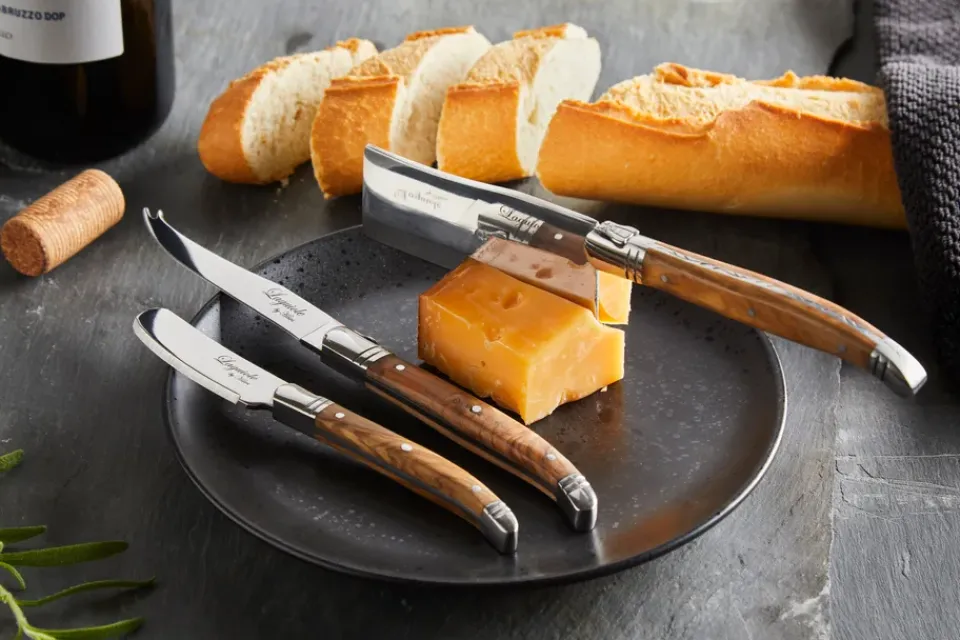 Sale Hâws Laguiole By cheese knife set with cutting board 4-piece, Bamboo-olive wood-stainless steel BrownSilver-coloured