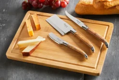 Sale Hâws Laguiole By cheese knife set with cutting board 4-piece, Bamboo-olive wood-stainless steel BrownSilver-coloured