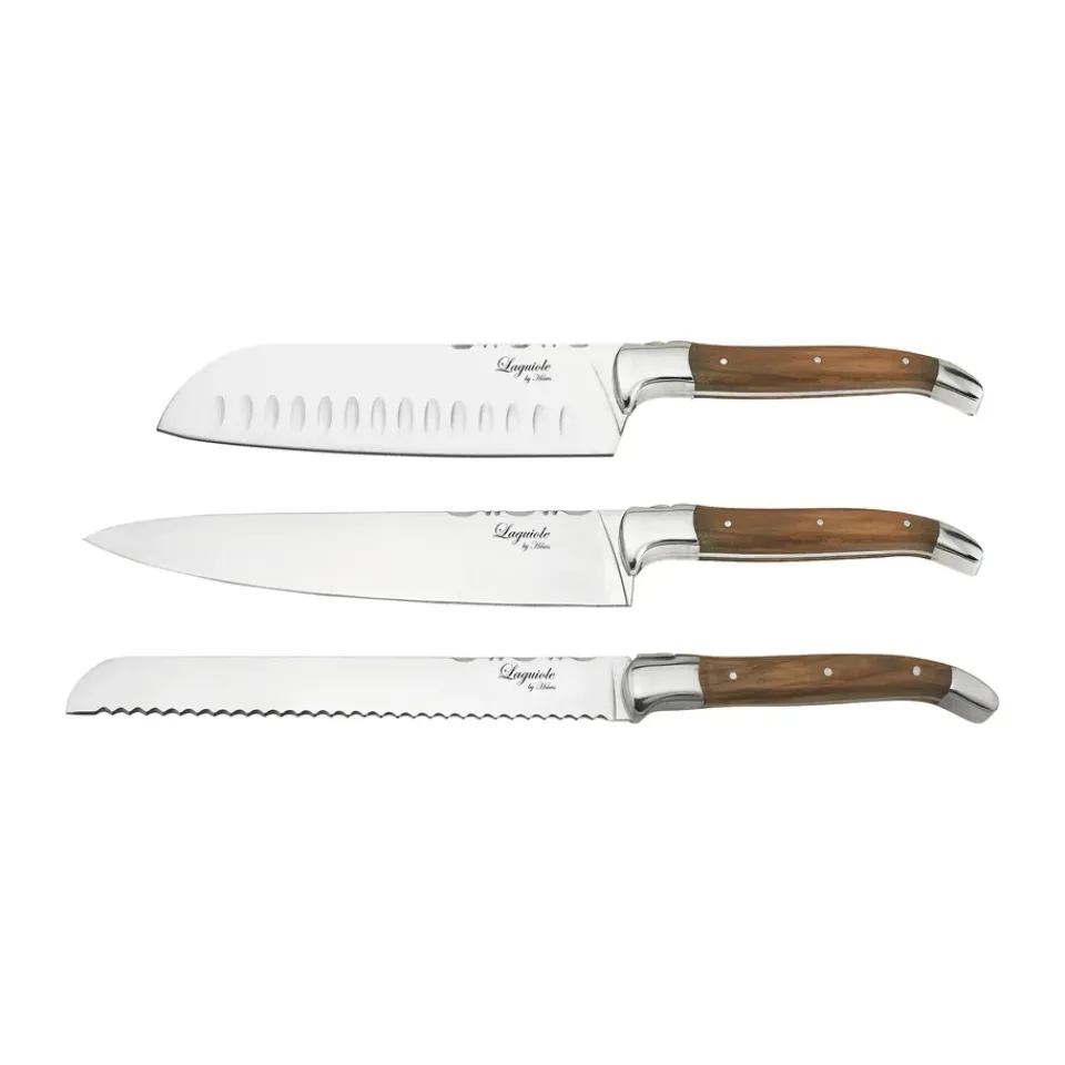 Online Hâws Laguiole By chef's knife set with cutting board 4-piece, Olive wood-stainless steel-bamboo BrownSilver-coloured
