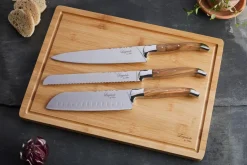 Online Hâws Laguiole By chef's knife set with cutting board 4-piece, Olive wood-stainless steel-bamboo BrownSilver-coloured