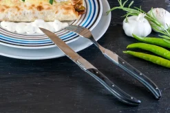 New Hâws Laguiole By grill knife 6-pack, Black Wood BlackSilver-coloured