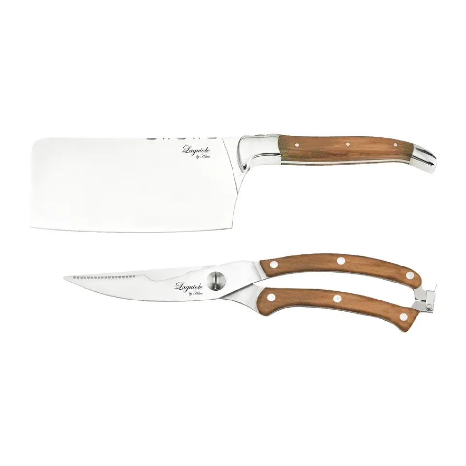 New Hâws Laguiole By knife set 2-piece, Olive BrownSilver-coloured