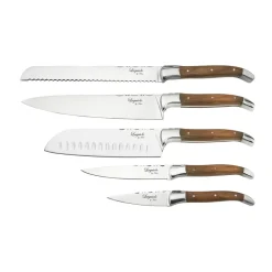 Clearance Hâws Laguiole By knife set 5-piece, Olive BrownSilver-coloured