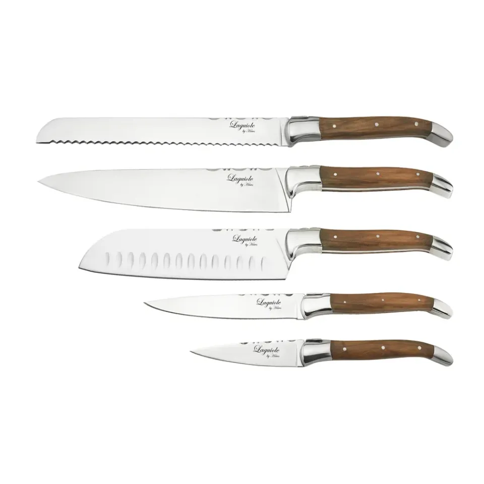 Clearance Hâws Laguiole By knife set 5-piece, Olive BrownSilver-coloured