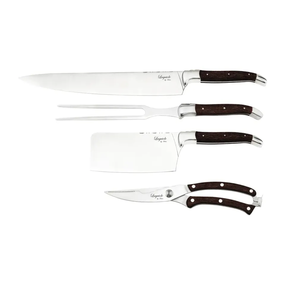 Knife Sets^Hâws Laguiole By 4-piece chef's knife set, Wenge BrownSilver-coloured