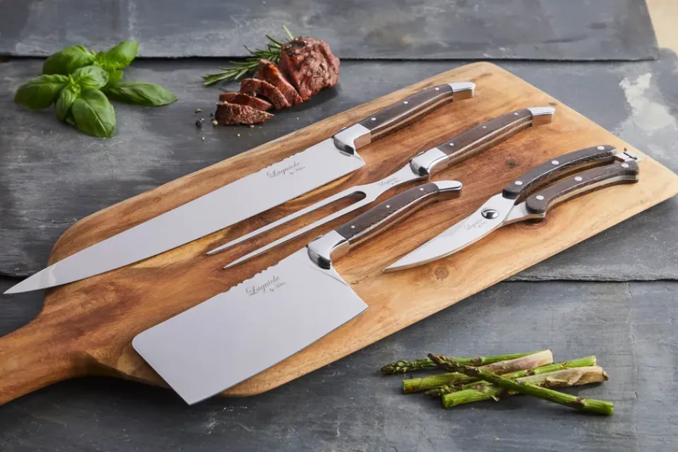 Knife Sets^Hâws Laguiole By 4-piece chef's knife set, Wenge BrownSilver-coloured
