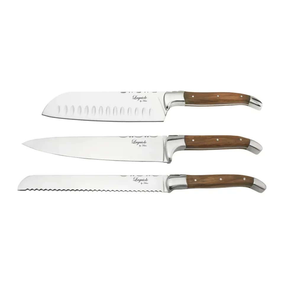 Knife Sets^Hâws Laguiole By 3-piece chef's knife set, Olive BrownSilver-coloured