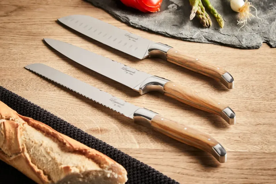 Knife Sets^Hâws Laguiole By 3-piece chef's knife set, Olive BrownSilver-coloured