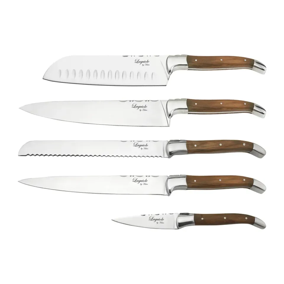 Knife Sets^Hâws Laguiole By 5-piece kitchen knife set, Olive BrownSilver-coloured