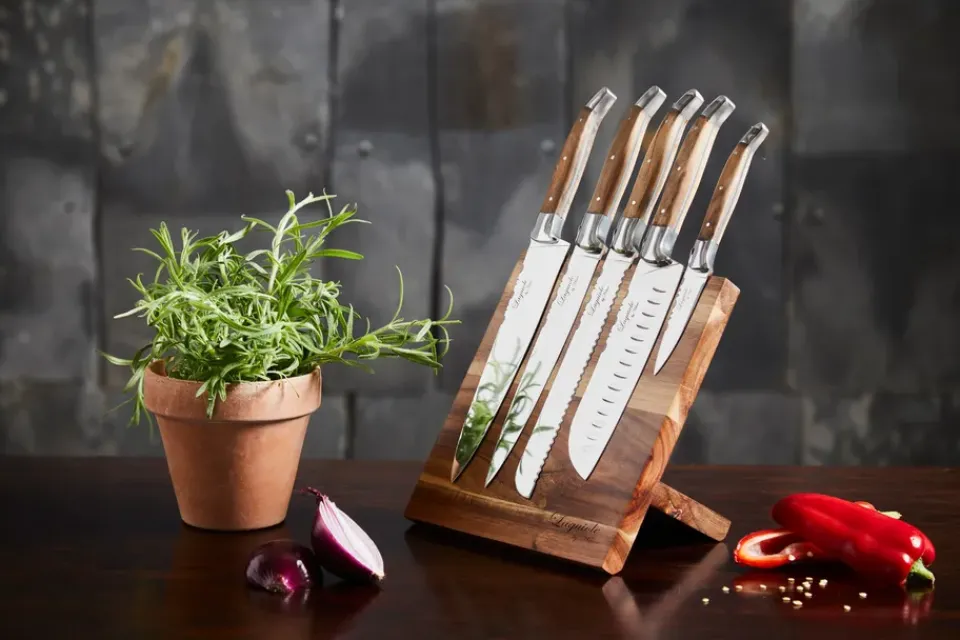 Knife Sets^Hâws Laguiole By 5-piece kitchen knife set, Olive BrownSilver-coloured