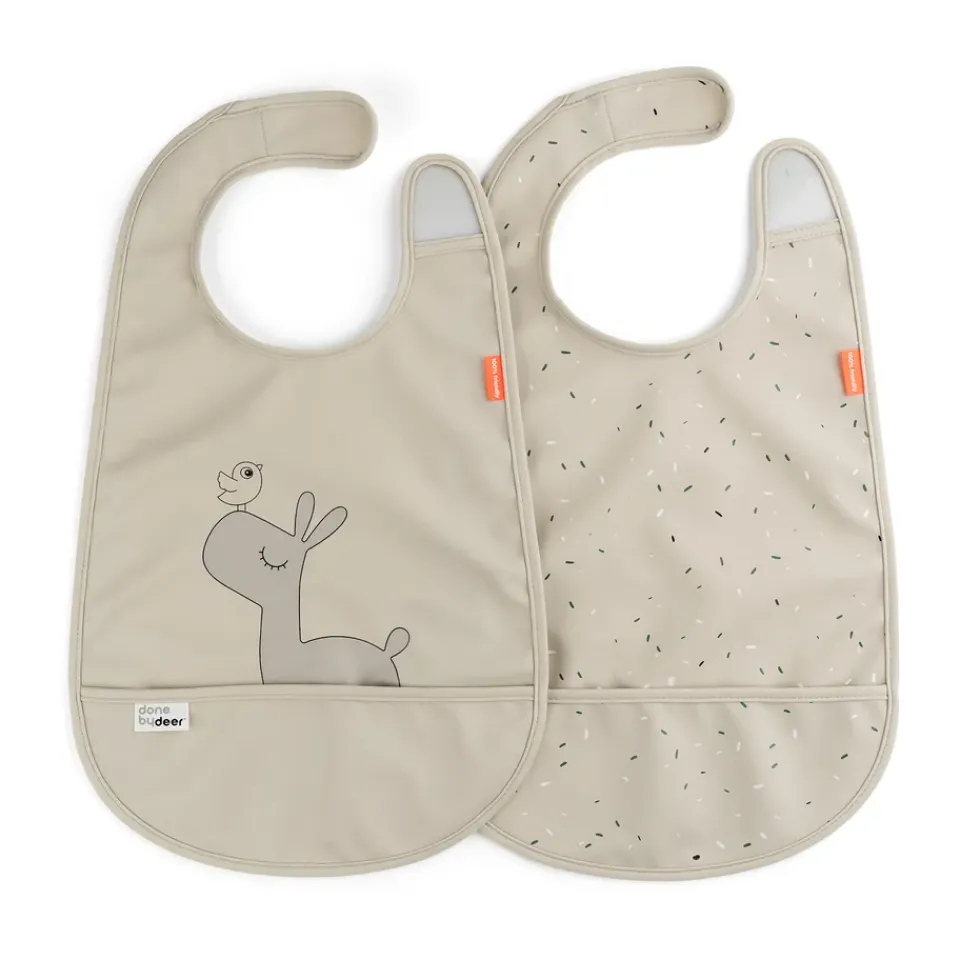 Outlet Done by deer Lalee bib with velcro 2-pack, Sand Beige