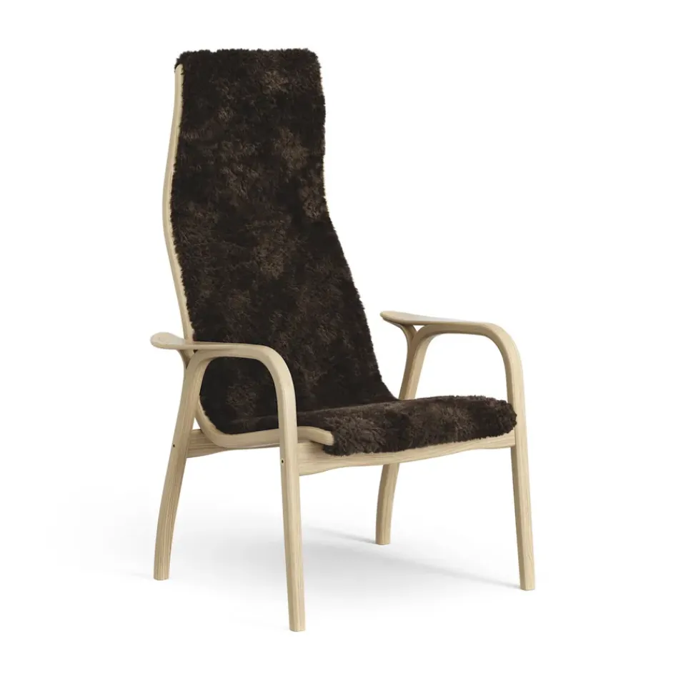 Children's Armchairs^Swedese Lamini children's arm chair laquered oak/sheep skin, Espresso (brown) Beige