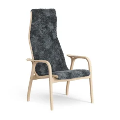 Children's Armchairs^Swedese Lamini children's arm chair laquered beech/sheep skin, Charcoal (dark grey) Beige