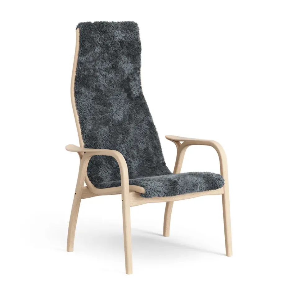 Children's Armchairs^Swedese Lamini children's arm chair laquered beech/sheep skin, Charcoal (dark grey) Beige