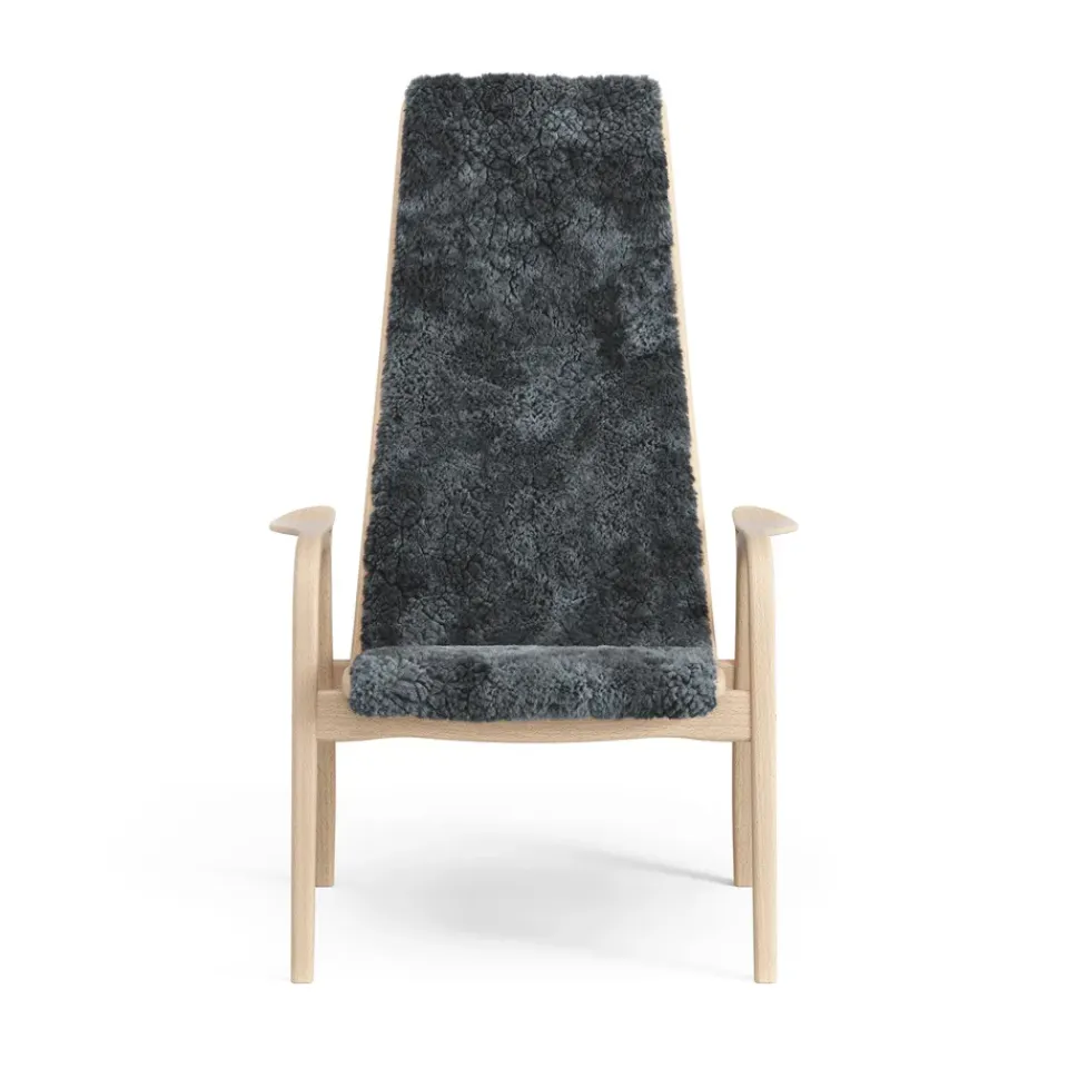 Children's Armchairs^Swedese Lamini children's arm chair laquered beech/sheep skin, Charcoal (dark grey) Beige