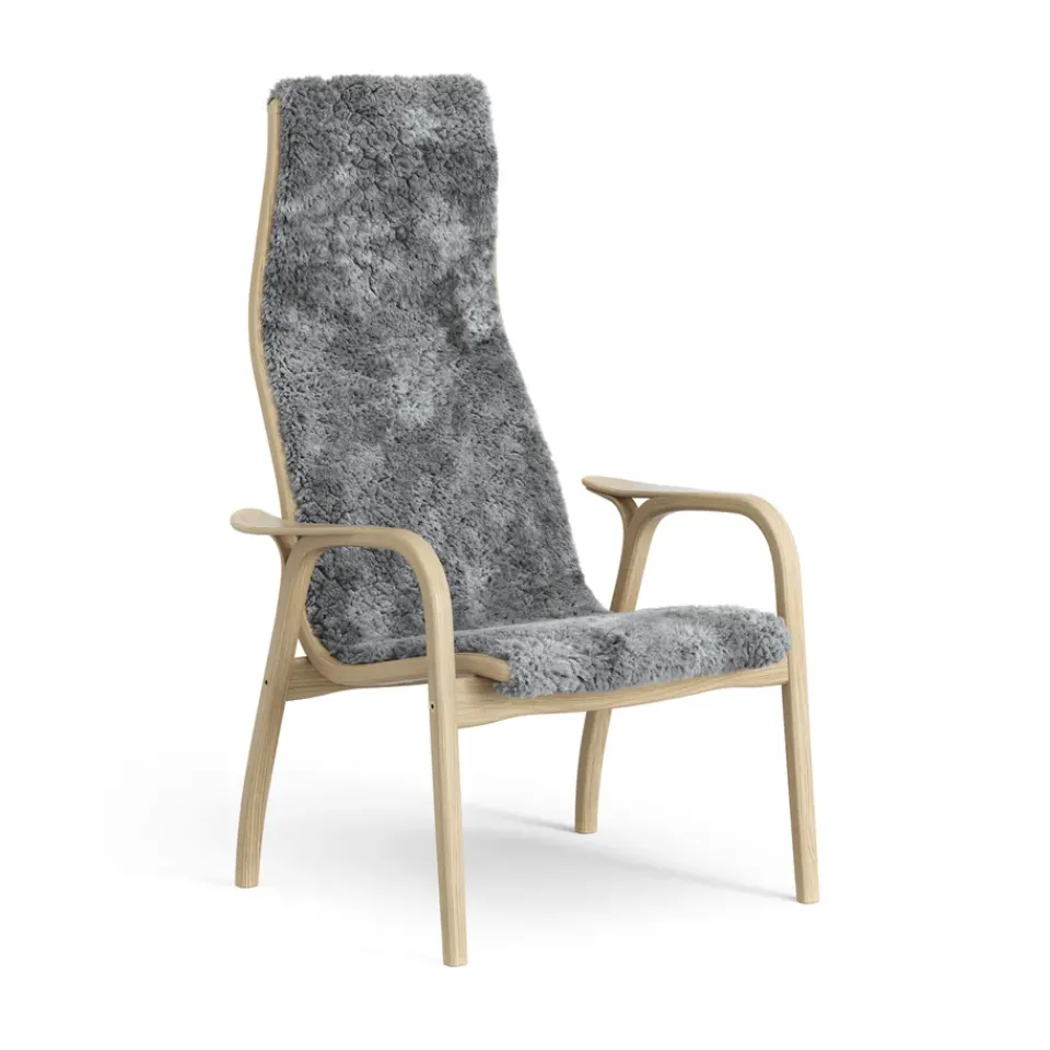 Children's Armchairs^Swedese Lamini children's arm chair laquered oak/sheep skin, Scandinavian Grey (grey) Beige