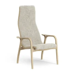 Sale Swedese Lamini children's arm chair laquered oak/sheep skin, Moonlight Beige