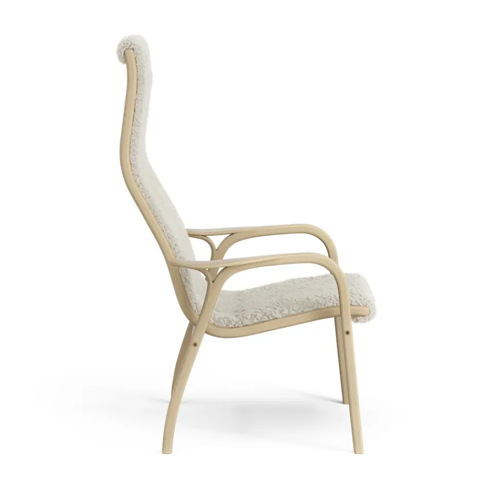 Sale Swedese Lamini children's arm chair laquered oak/sheep skin, Moonlight Beige