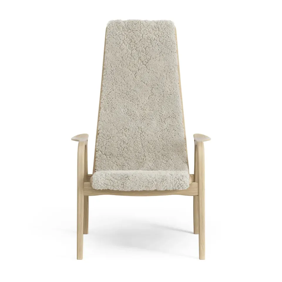 Sale Swedese Lamini children's arm chair laquered oak/sheep skin, Moonlight Beige