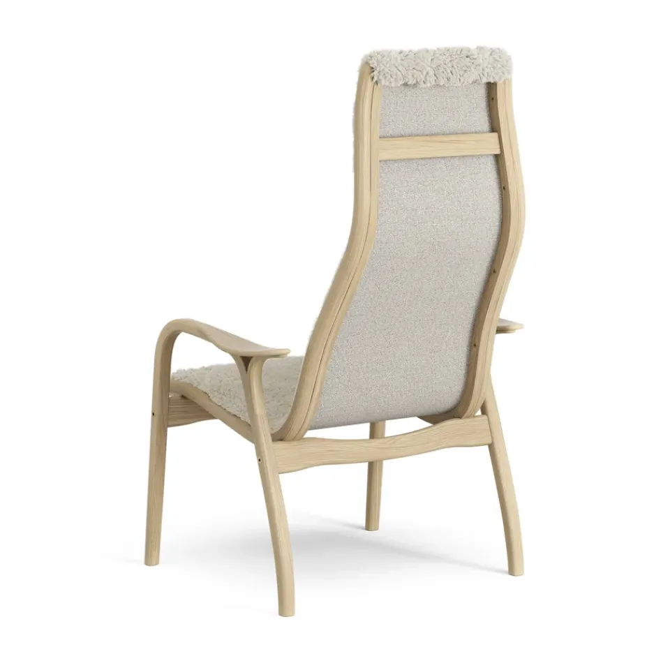 Sale Swedese Lamini children's arm chair laquered oak/sheep skin, Moonlight Beige