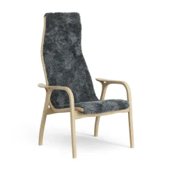 Children's Armchairs^Swedese Lamini children's arm chair laquered oak/sheep skin, Charcoal (dark grey) Beige