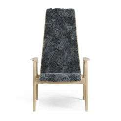 Children's Armchairs^Swedese Lamini children's arm chair laquered oak/sheep skin, Charcoal (dark grey) Beige