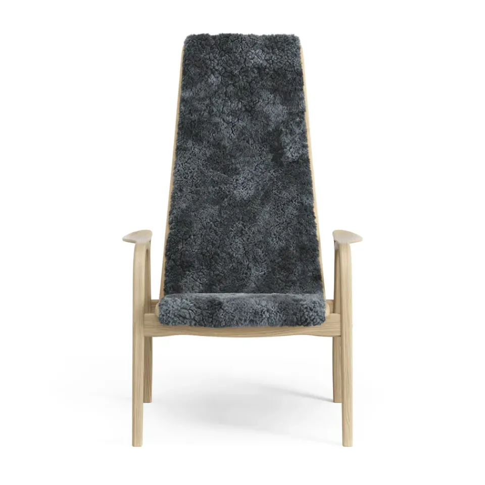 Children's Armchairs^Swedese Lamini children's arm chair laquered oak/sheep skin, Charcoal (dark grey) Beige