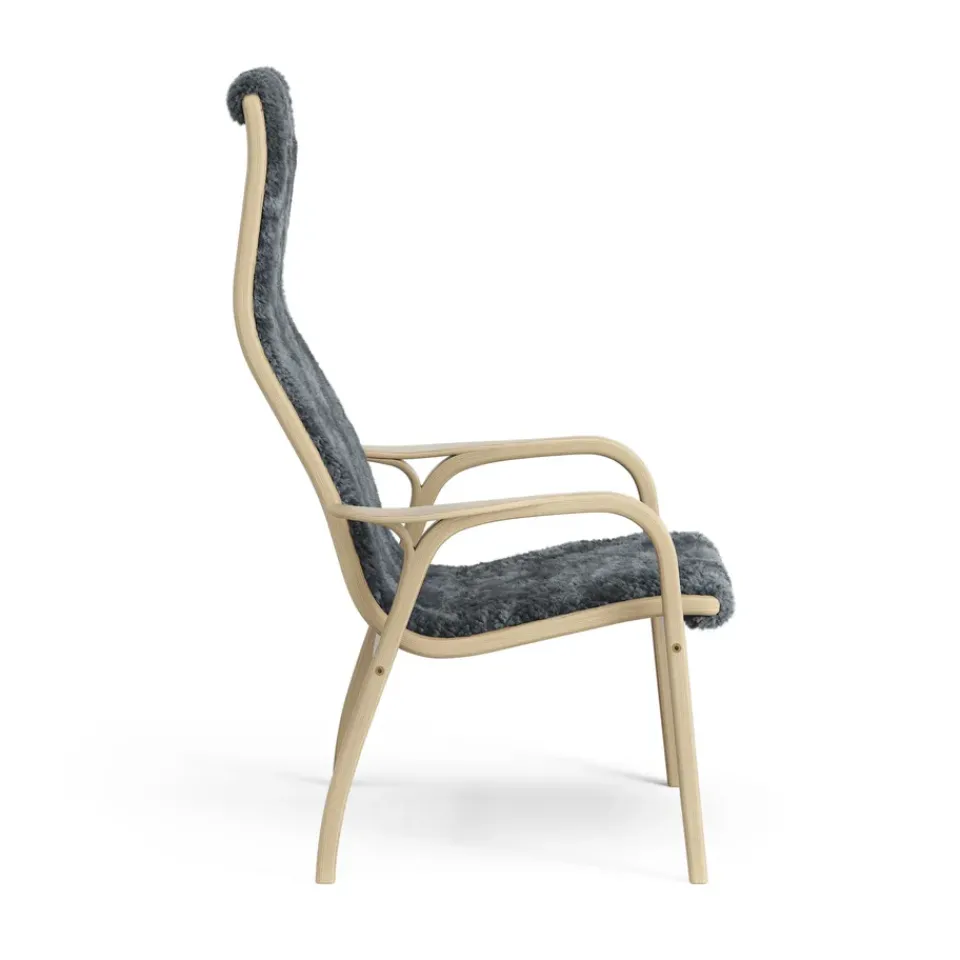 Children's Armchairs^Swedese Lamini children's arm chair laquered oak/sheep skin, Charcoal (dark grey) Beige