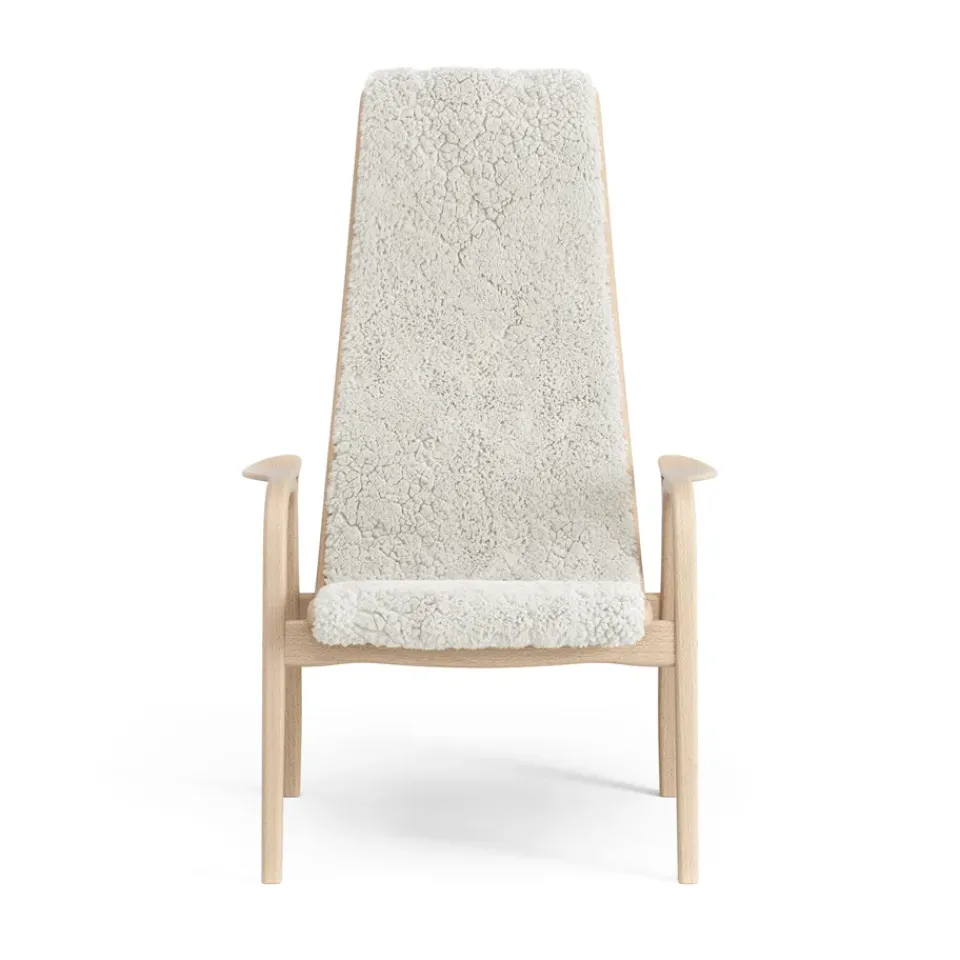 New Swedese Lamini children's arm chair laquered beech/sheep skin, Off white (white) Beige