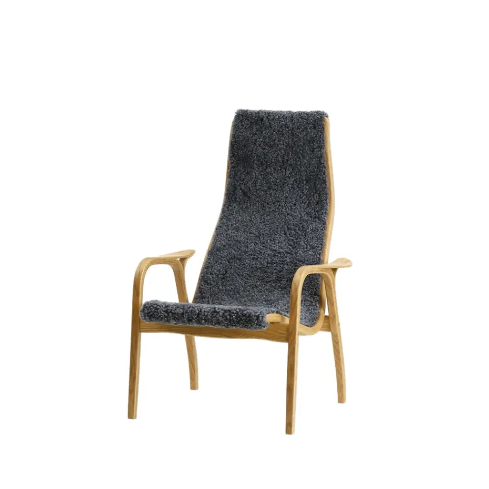 Children's Armchairs^Swedese Lamini Children's armchair, Sheepskin charcoal, oiled oak Grey