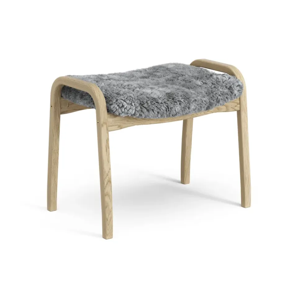 Online Swedese Lamini children's foot stool laquered oak/sheep skin, Scandinavian Grey (grey) Beige