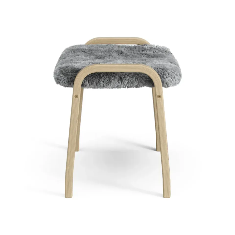 Online Swedese Lamini children's foot stool laquered oak/sheep skin, Scandinavian Grey (grey) Beige