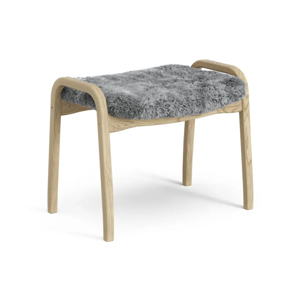 Online Swedese Lamini children's foot stool laquered oak/sheep skin, Scandinavian Grey (grey) Beige
