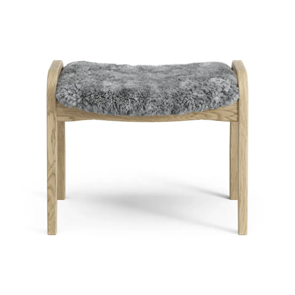 Online Swedese Lamini children's foot stool laquered oak/sheep skin, Scandinavian Grey (grey) Beige