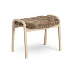 Hot Swedese Lamini children's foot stool laquered beech/sheep skin, Sahara (nougat brown) BeigeBrown