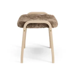 Hot Swedese Lamini children's foot stool laquered beech/sheep skin, Sahara (nougat brown) BeigeBrown