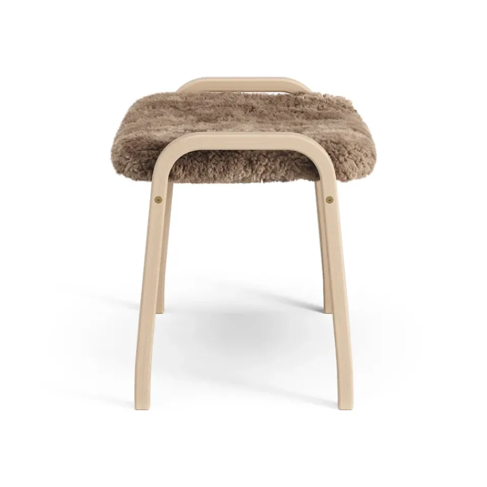 Hot Swedese Lamini children's foot stool laquered beech/sheep skin, Sahara (nougat brown) BeigeBrown